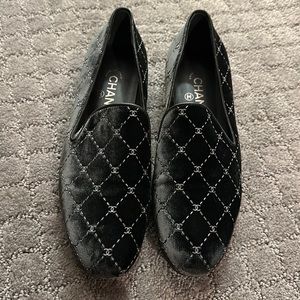 Chanel velour loafers